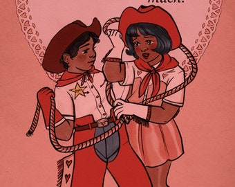 I Love You Lasso Much Butch femme lesbian cowboy valentine