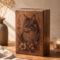 Custom Cat Memorial Urn, Engraved Wooden Pet Ashes Box, Personalized Cat Cremation Keepsake product logo