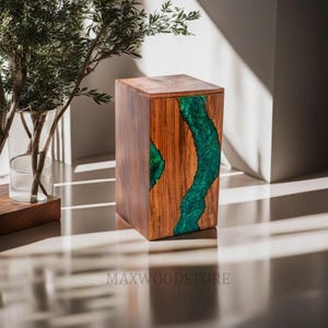 Rosewood Urn Box: Handcrafted Epoxy Resin Inlay, Adult Ashes