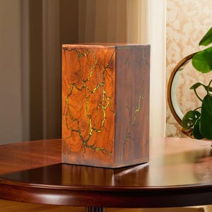 Resin Inlay Wooden Cremation Urn: Adult Memorial Urn