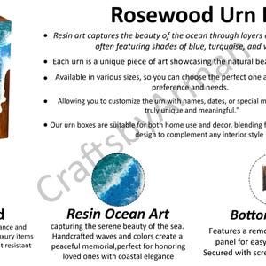 Handcrafted Wooden Ocean Urn Box: Coastal Cremation Urn for Ashes image 4