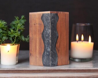 Handmade Rosewood Urn Box with Resin: Personalized Memorial Keepsake