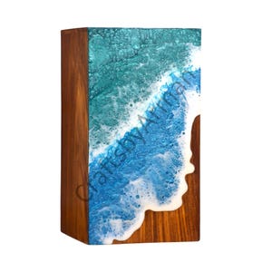 Handcrafted Wooden Ocean Urn Box: Coastal Cremation Urn for Ashes image 9