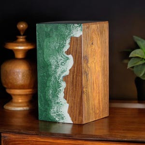 Ocean Wave Design Cremation Urn Box | Memorial Ashes Keepsake for Adults or Pets