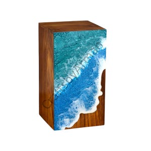 Handcrafted Wooden Ocean Urn Box: Coastal Cremation Urn for Ashes image 6