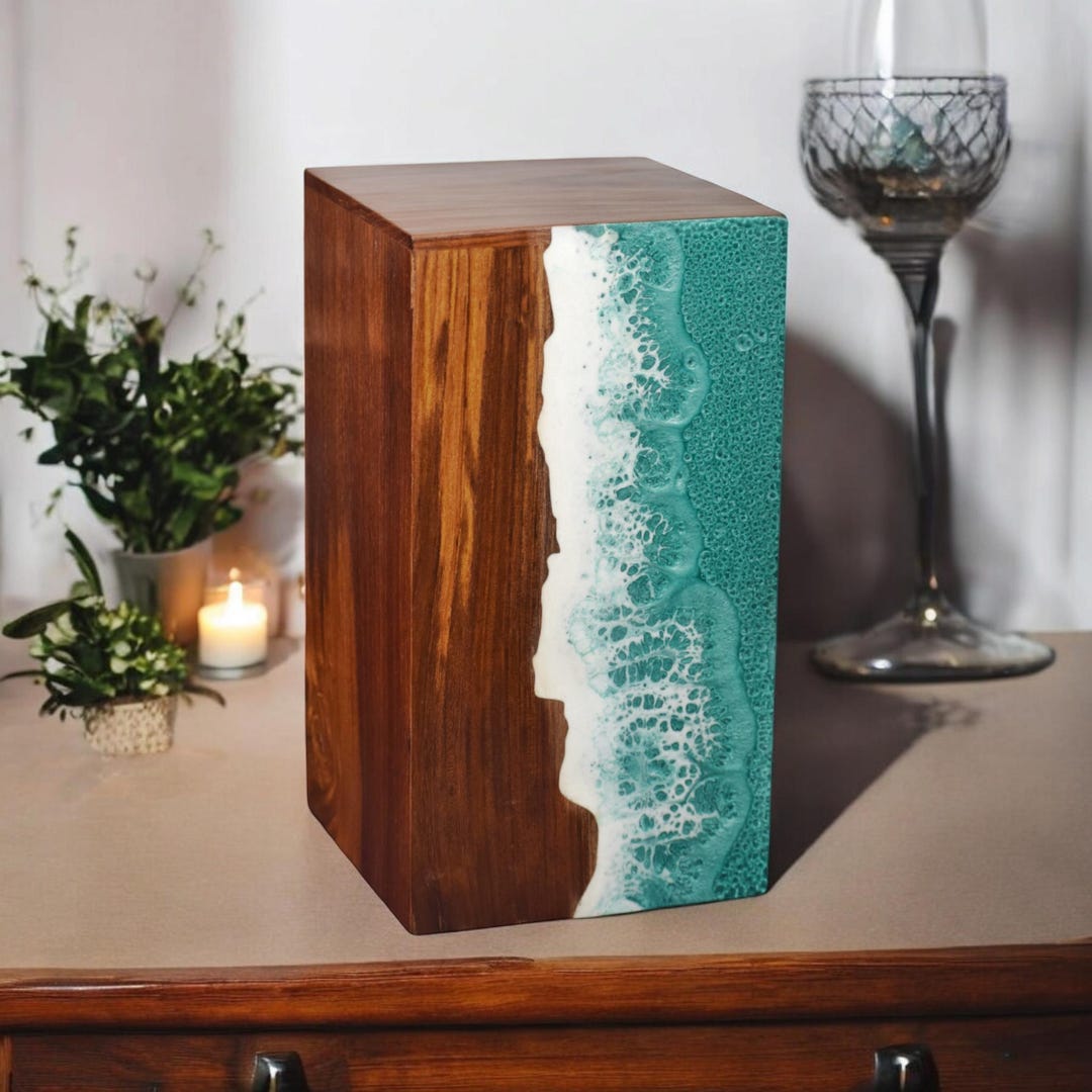 Handcrafted Ocean-themed Urn Box for Ashes | Memorial Keepsake Box for ...