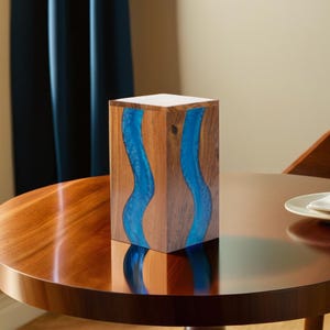 Handmade Rosewood & Epoxy Urn Box: Cremation Urn for Ashes