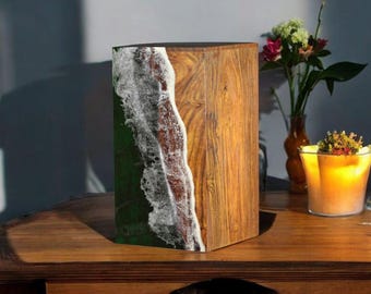 Personalized Ocean Wooden Resin Urn | Unique Urn | Modern Urn | Urns For Human Ashes | urne for mom and dad | sea lover urn