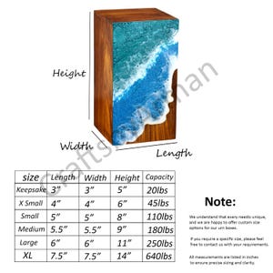 Handcrafted Wooden Ocean Urn Box: Coastal Cremation Urn for Ashes image 3