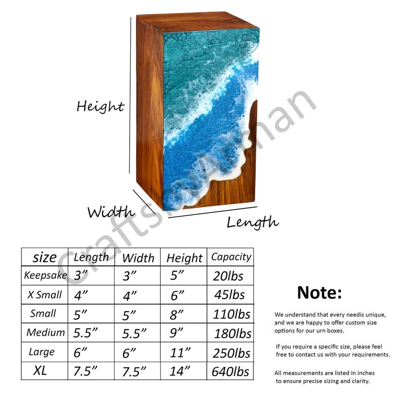 Handcrafted Wooden Ocean Urn Box: Coastal Cremation Urn for Ashes image 3