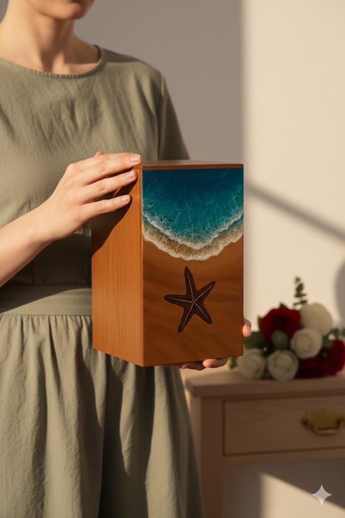 Ocean Wrapped Box Handmade Ocean Wave Cremation Urn Box With Engraved Starfish - Etsy