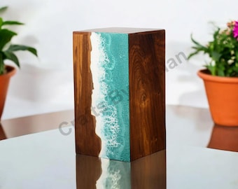 Beautiful Ocean Wave Urn Box | Memorial Keepsake for Human or Pet Ashes