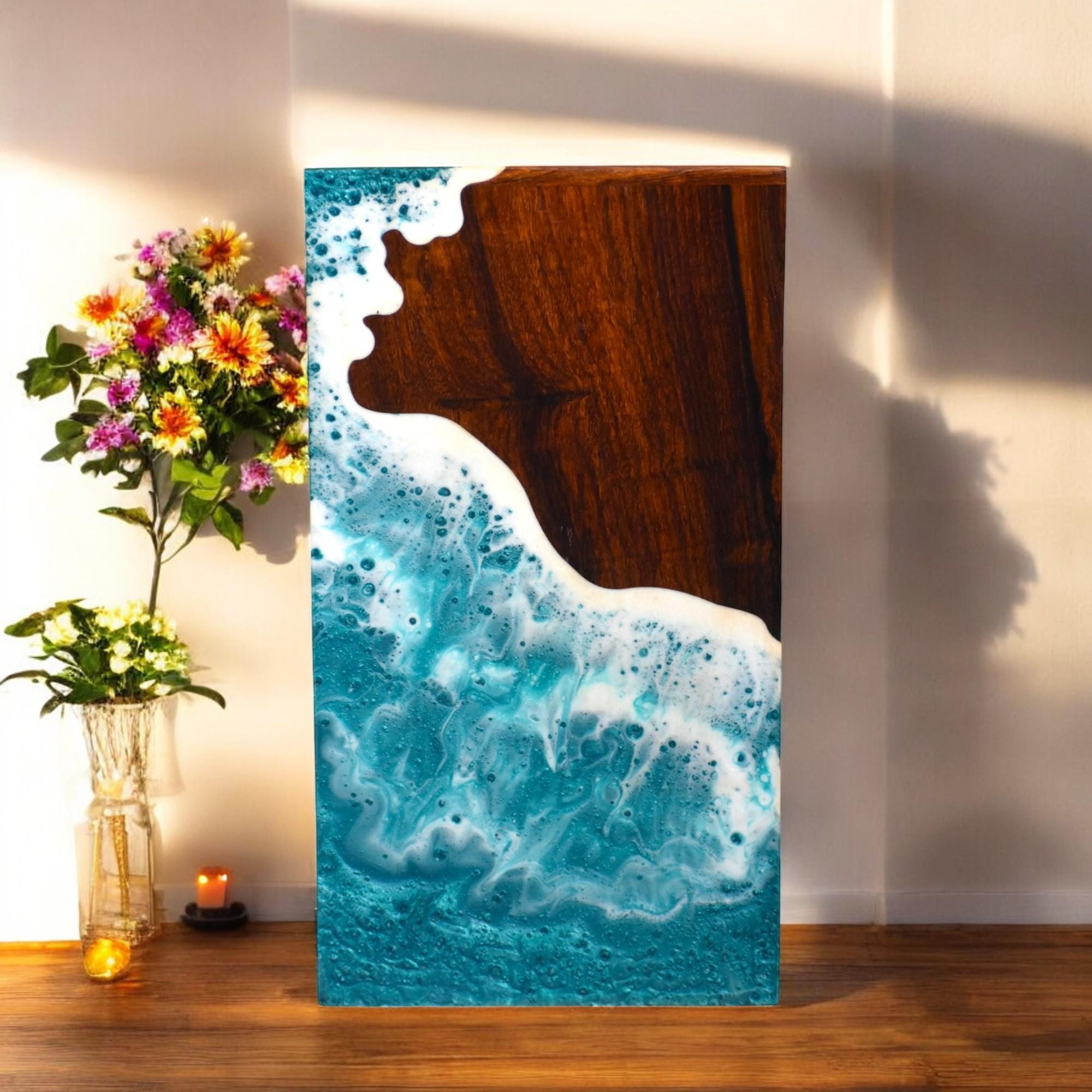 Ocean Wrapped Box Wooden Ocean Urn Box | Handcrafted Memorial Keepsake | Sea-inspired ...