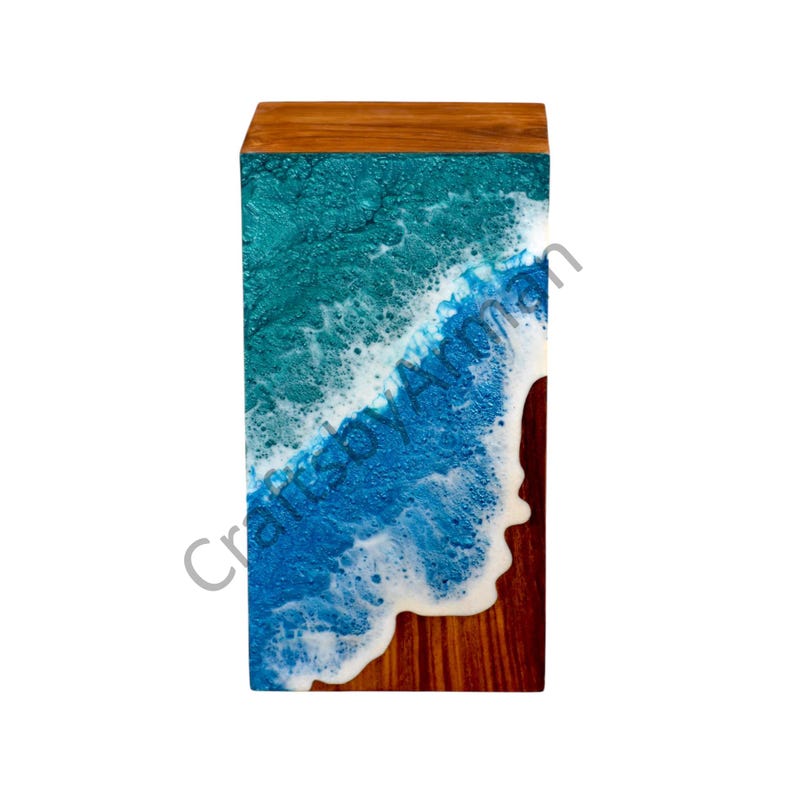 Handcrafted Wooden Ocean Urn Box: Coastal Cremation Urn for Ashes image 7