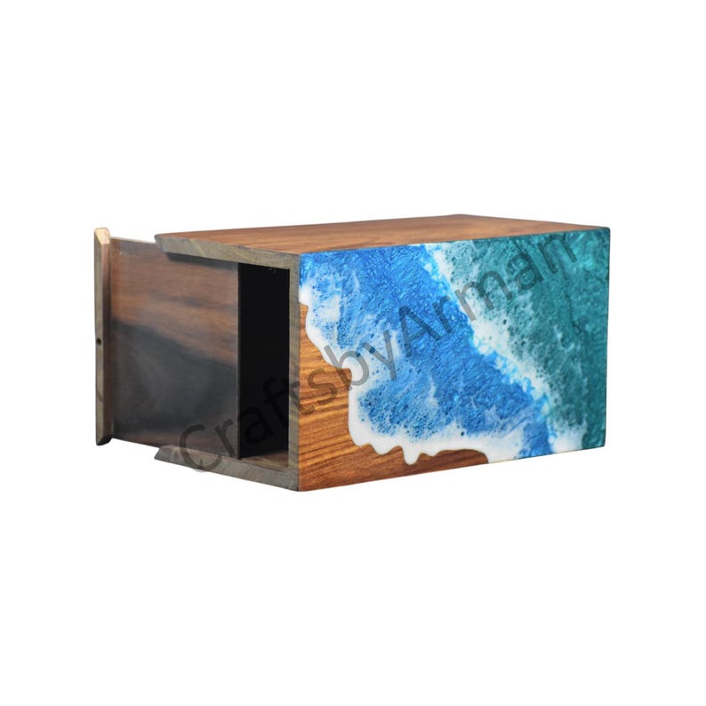 Handcrafted Wooden Ocean Urn Box: Coastal Cremation Urn for Ashes image 8