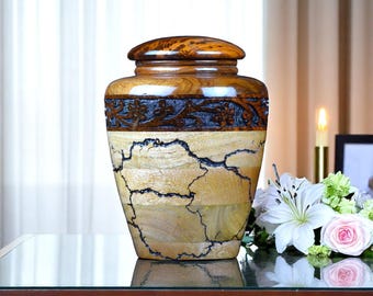 Handmade Engraved Wooden Cremation Urn: Pet/Loved One Ashes Keepsake