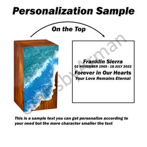 Handcrafted Wooden Ocean Urn Box: Coastal Cremation Urn for Ashes image 2
