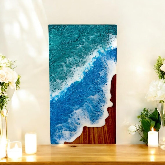 Handcrafted Wooden Ocean Urn Box: Coastal Cremation Urn for Ashes