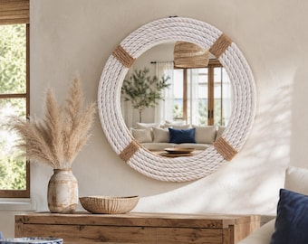 Round Wall Hanging Mirror – Minimalist Accent for Bathroom, Badroom, Entryway