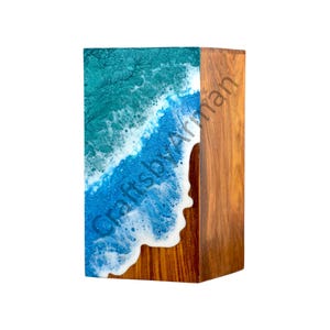Handcrafted Wooden Ocean Urn Box: Coastal Cremation Urn for Ashes image 5