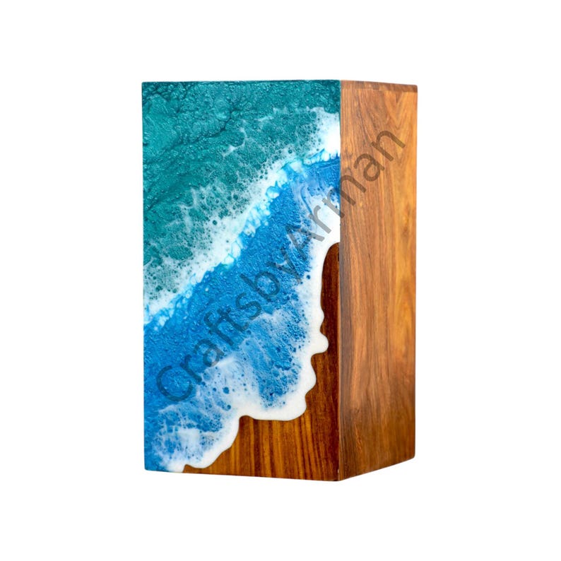 Handcrafted Wooden Ocean Urn Box: Coastal Cremation Urn for Ashes image 5