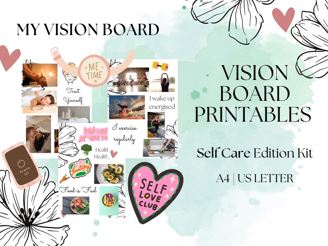 Vision Board Printables, Self Care Edition, Manifestation Kit, Digital ...