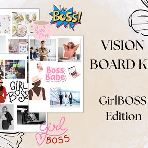 Kit de quadro de visão, imprimíveis do quadro de visão, afirmações, quadro Girl Boss, quadro de visão Girl Power, download instantâneo, quadro de visão, PDF