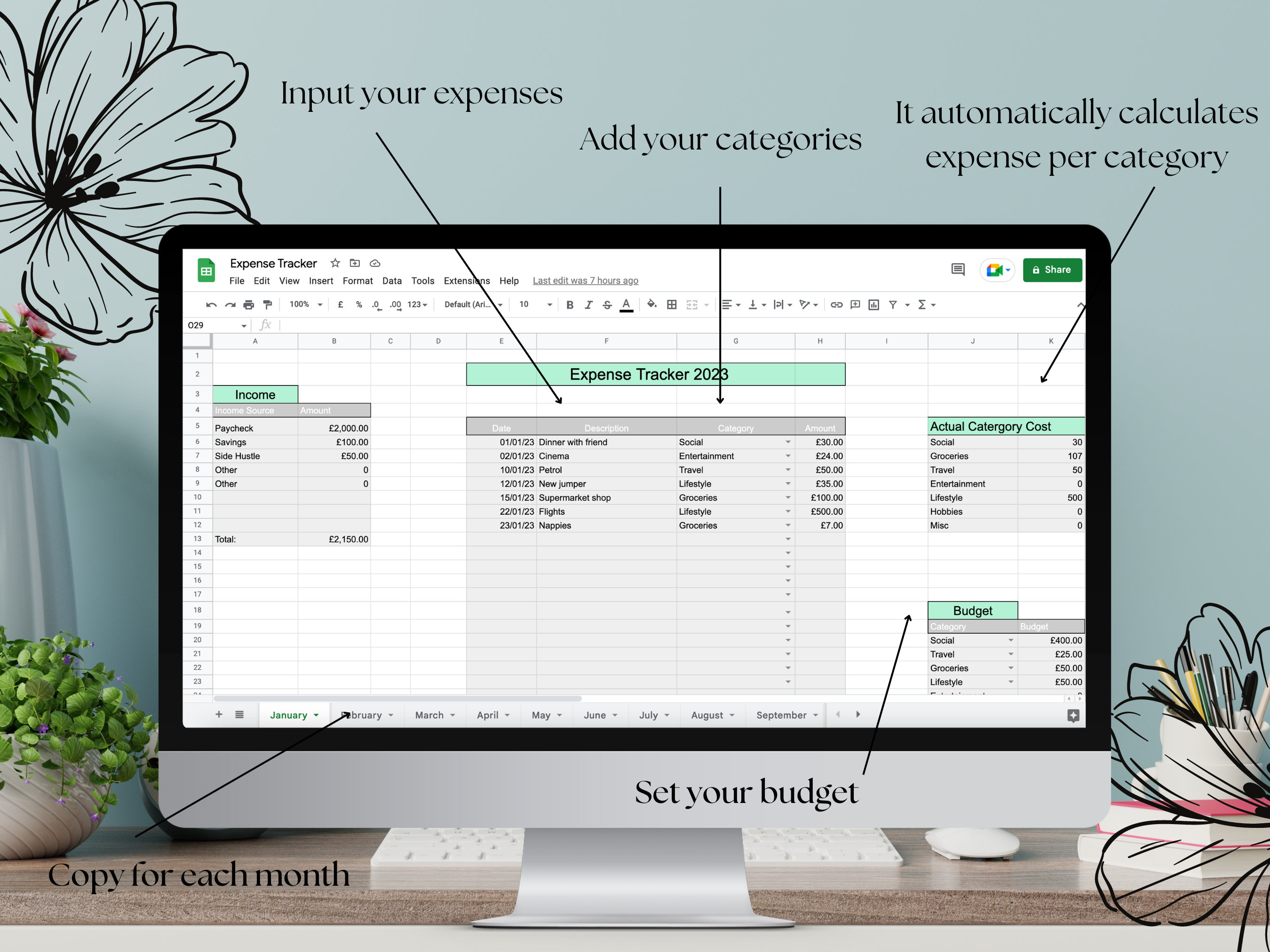 Simple Expense Tracker Spreadsheet, Google Sheets Expense Template ...