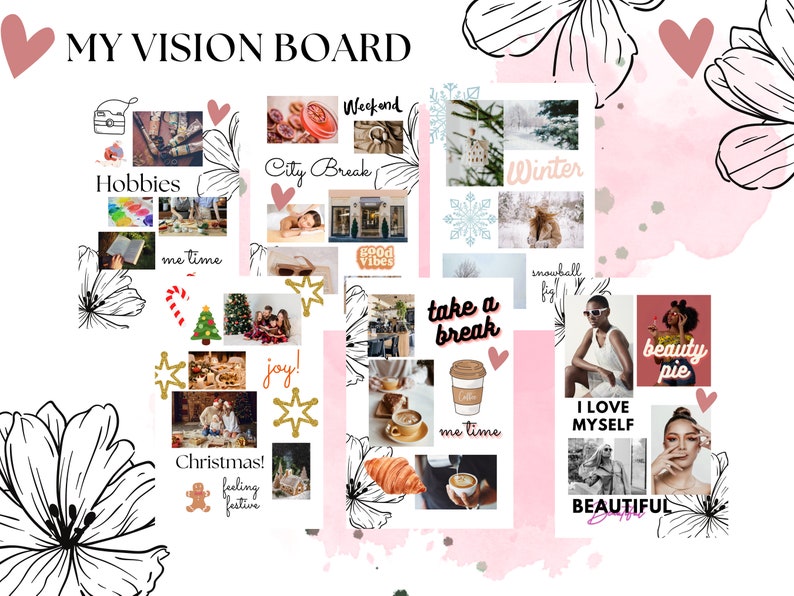 Vision Board Printables Kit, Daily Affirmation Cards, Self Care ...