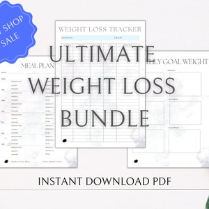Eenvoudige gewichtsverliesplanner, gewichtsverliesgrafiek, trainingsplanner, maaltijdplanner, doelplan, gewichtsverliestracker afdrukbaar, instant download