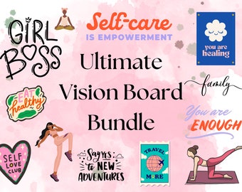 Ultimate Vision Board Bundle Kit, Manifestation Board Pack, Vision Board Printables, Dream Board, Vision Board Party, Cartes d'affirmation