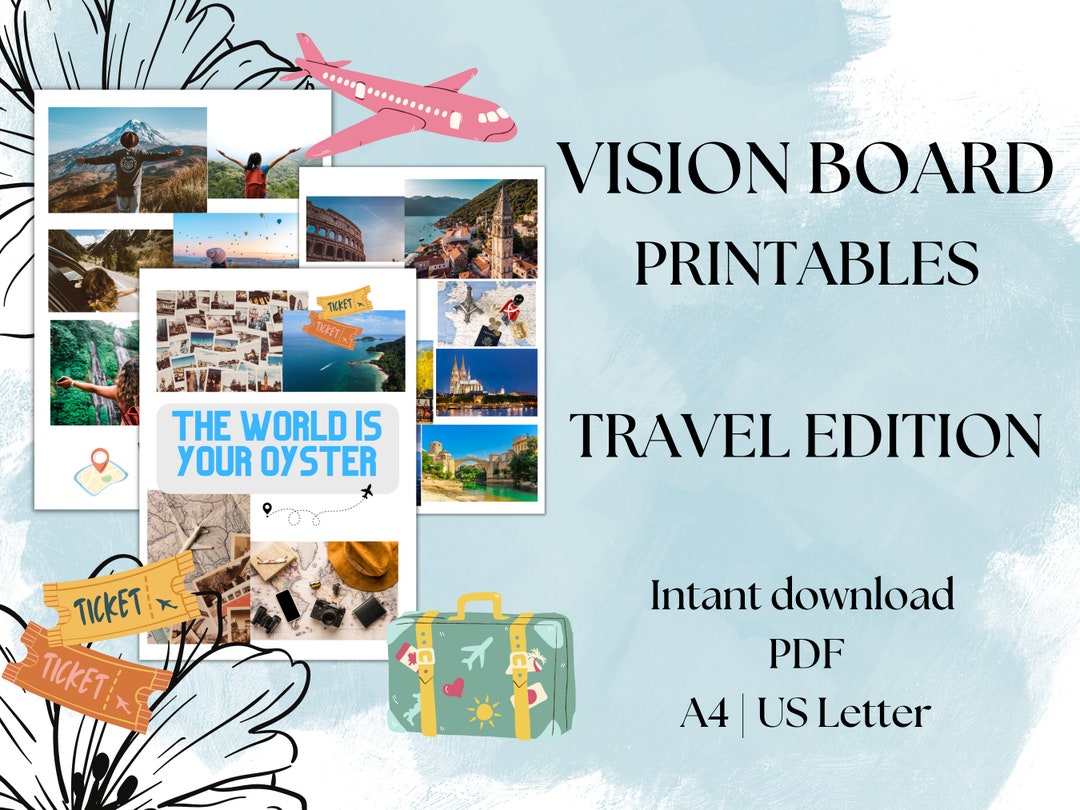 Vision Board Printables, Vision Board Kit, Travel Vision Board, Vision