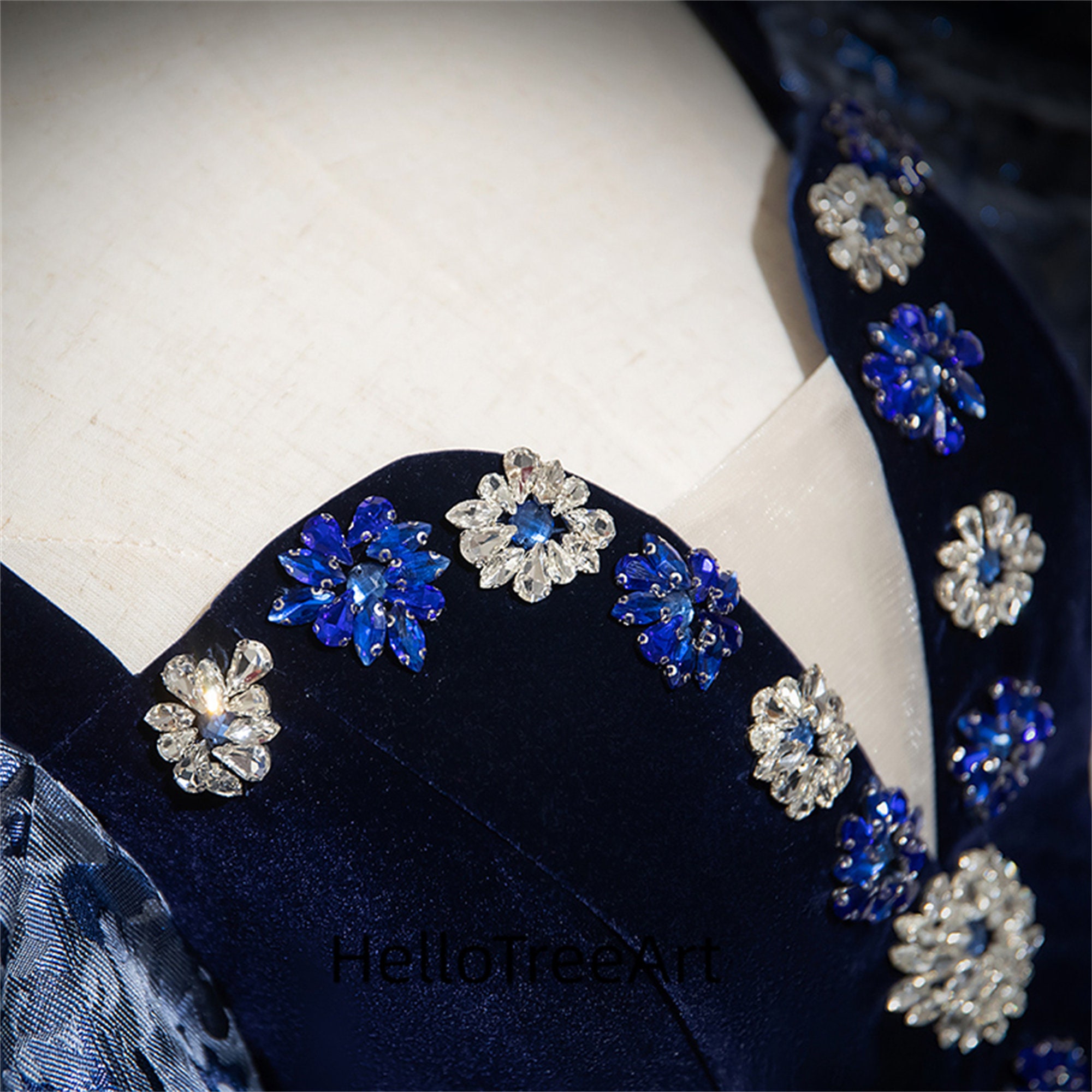 Dark Blue Satin Prom Dress main image 0