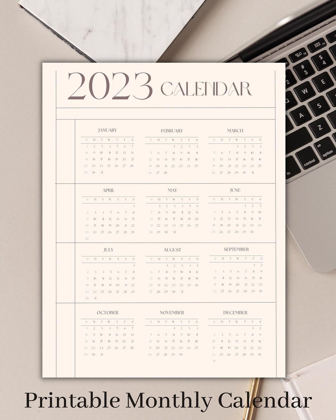 PRINTABLE Aesthetic 2023 Calendar Instant Download Calendar Etsy printable-aesthetic-2023-calendar-instant-download-calendar-etsy