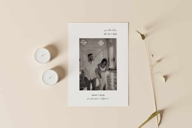 Modern Minimal Double Sided Black and White Photo Save the Etsy