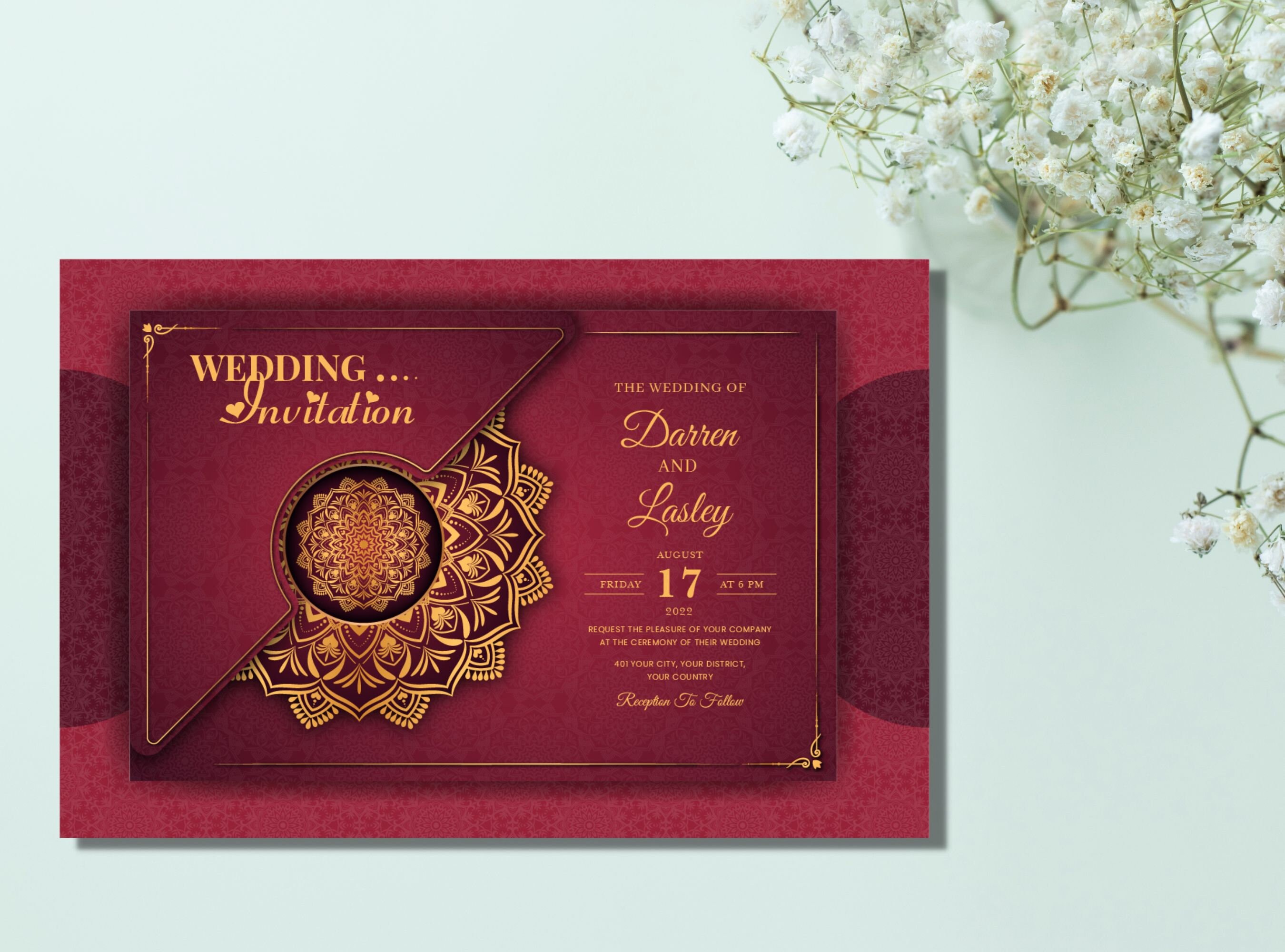 20 Printable Indian Wedding Invitation Bundle, Mandala Wedding Invite ...