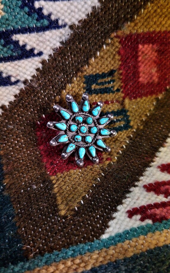 Zuni Brooch Zuni Turquoise Needlepoint Brooch Vin… - image 5