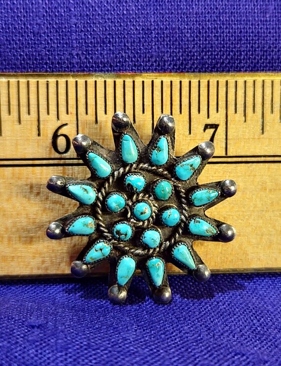 Zuni Brooch Zuni Turquoise Needlepoint Brooch Vin… - image 2