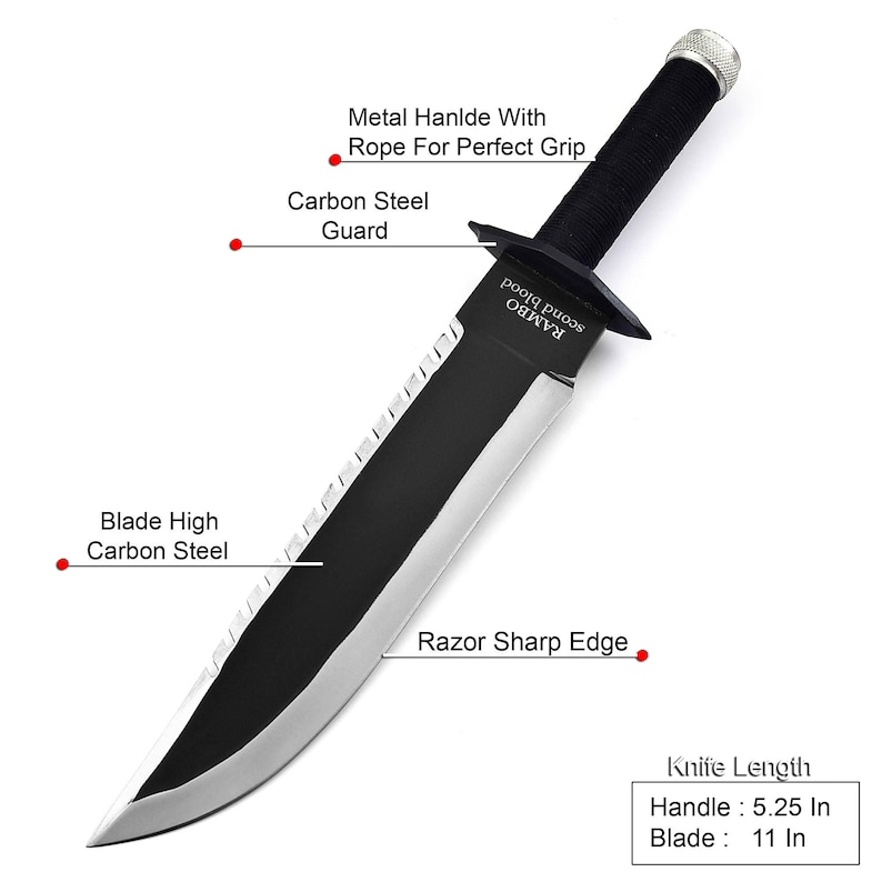 MC-RB2 Rambo First Blood Part II Knife With Pure Cow Leather Sheath - Etsy