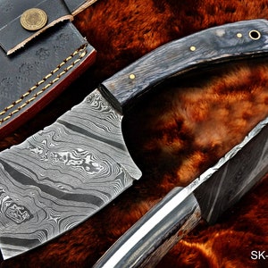 Damascus tomahawk Axe over all size 9&quot; Handle make black Makarta sheet