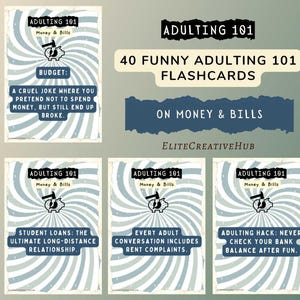 Tarjetas didácticas divertidas sobre dinero para adultos, alivio del estrés financiero, humor de la generación Z, regalo humorístico sobre presupuestos, tarjetas divertidas para afrontar problemas, regalo divertido