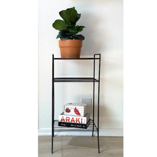 MCM/Atomic Age Metal Wire Rack/Plant/Telephone Stand in Black