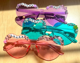 Rhinestone Heart Sunglasses | Handmade Concert Outfit Accessory