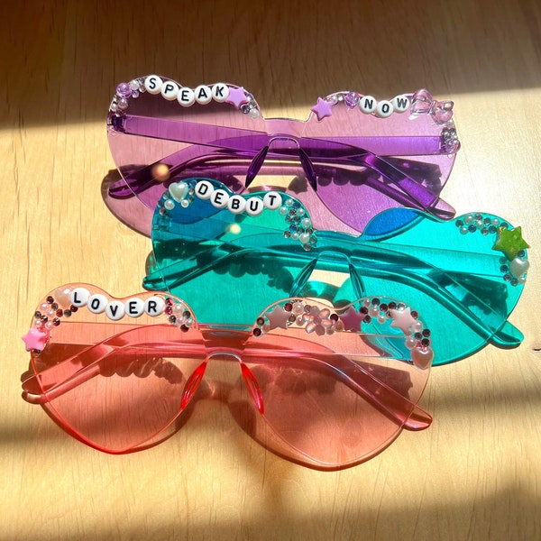Eras Inspired Sunglasses | Rhinestone Concert Glasses | Concert Outfit Accessory | Album Sunglasses | Eras Accessory | Custom Heart Glasses