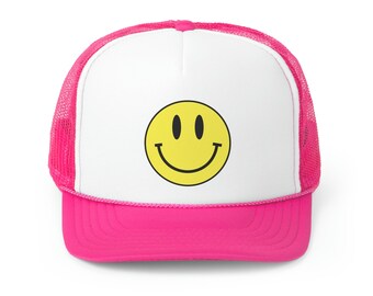Pink Smile Face Trucker Hat | Summer Preppy Hat