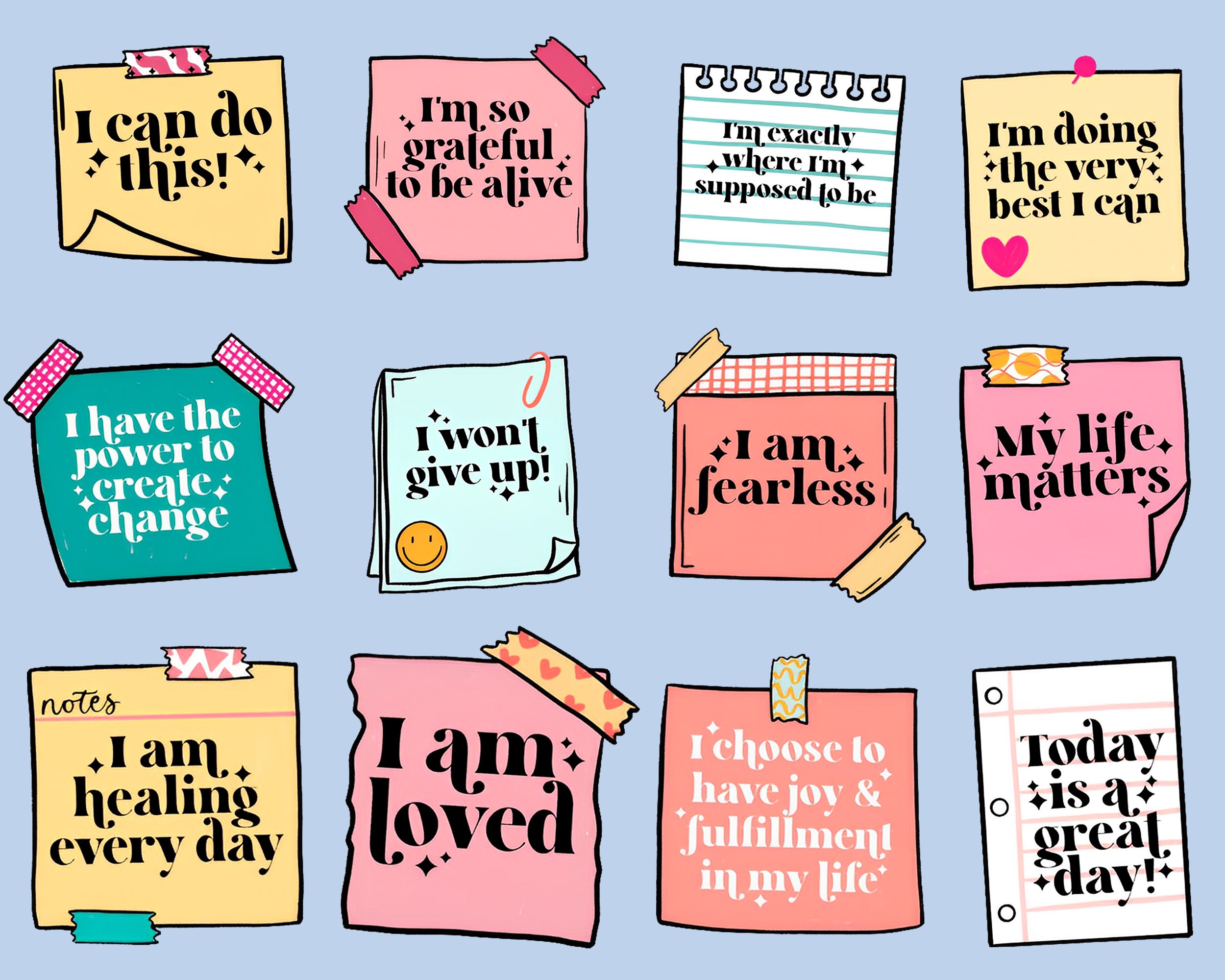 Positive Affirmations Printable Words of Affirmations Notes - Etsy