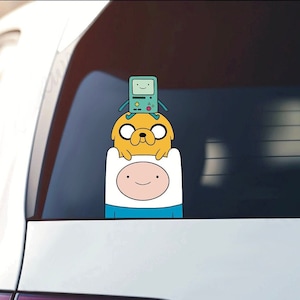Peeking Finn / Car window Vinyl Sticker / Peeker Stickers / BMO Sticker / Water Resistant Stickers