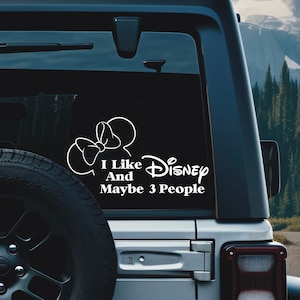I like Disney and Maybe like 3 People Vinyl Cat Decal/ Disney Decal Window Sticker For Car Window/ Funny Disney Window Sticker Gift
