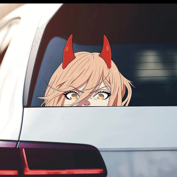 Anime Peeking Devil Girl Car Window Decal Vinyl Peeking Water Resistant Sticker Gift for Anime Lover Cool Vinyl Stickers