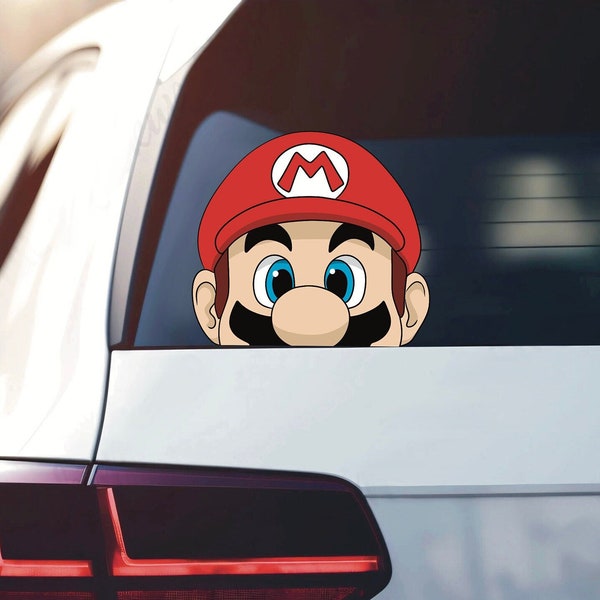 Mario Peeking Peeker / Bumper Window Vinyl Decal / Phone Case Sticker / Peeking Peekaboo / Mario Sticker